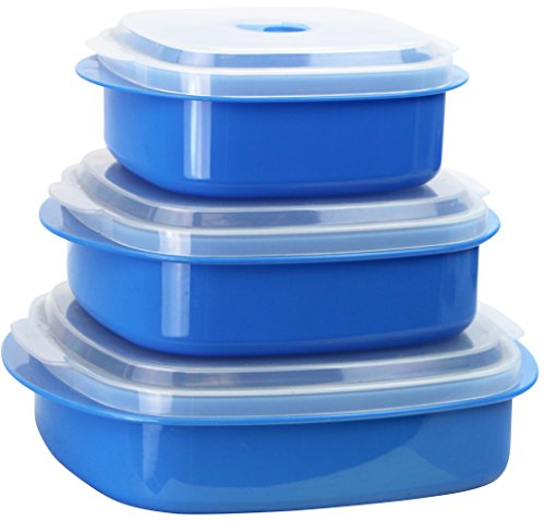 Calypso Basics by Reston Lloyd 6-Piece Microwave Cookware, Steamer and Storage Set, Azure