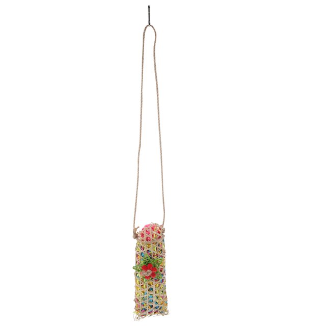 CIMAXIC Parrot Chew Strand Wooden Bird Parakeet Bite Molar Toy Rattan Hanging Toy,15.35"X2.36"X1.57"