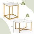 thumbnail image 3 of Costway Ensemble de 3 Tables Basses Table Basse Ronde et 2 Tables d'Appoint Carrées Cadre en Métal Blanc, 3 of 10