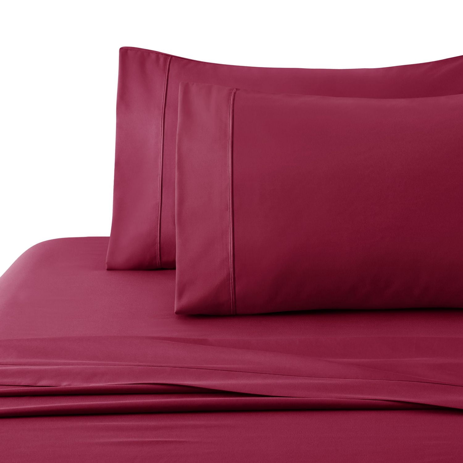 Literie Marina Decoration, 600 fils/cm², ultra douce, avec poche profonde, en coton percale à fibres longues, toutes saisons, couleur bourgogne