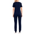 thumbnail image 3 of Scrubs Set for Women V-Neck Stretch Scrub Top and Drawstring Jogger Pants with 6 Pockets Anti Wrinkle Soft Nursing Uniform Set Solid Color Short Sleeve Long Pants Work Suit Navy, 3 of 4