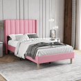 thumbnail image 2 of Upholstered Platform Bed Frame Twin Size with Headboard,Mattress Foundation Strong Wooden Slats Support No Box Spring Needed Easy Assembly Light Grey, 2 of 2