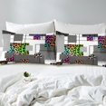 thumbnail image 4 of YST Abstract Geometric Sheet Set Rainbow Leopard Print Bed Sheets King For Kids Adults Stripes Cheetah Skin Grids Sheets Wildlife Safari Animal Geometry Fitted Sheet Flat Sheet 4 Pcs, 4 of 5