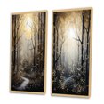 thumbnail image 3 of Designart "Forest Tree Monochrome Moonlit Forms II" Tree Monochrome Framed Wall Art Set Of 2 - Gold Floral Framed Canvas Set For Living Room Decor, 3 of 6