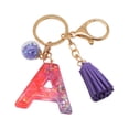 thumbnail image 1 of Hangs Pendant 2 Resin Glittering Letter Keychain with Color Stitching Flowing Design Purple Drop Glue English Character Key Chain, 1 of 5