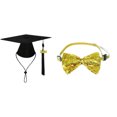 thumbnail image 2 of Pet Graduation Cap and Adjustable Bow Tie Set with Elastic Strap, Black Polyester, Fits Small to Medium Dogs and Cats, Lightweight Photo Prop for School and Graduation, 16x16x9 cm, 2 of 6