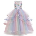 thumbnail image 1 of Girls' Unicorn Costume Princess Long Maxi Dress for Birthday Party, 1 of 8
