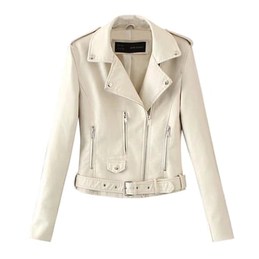 Cropped Jacket women Ladies Lapel Motor Jacket Coat Zip Biker Short Punk Cropped Tops