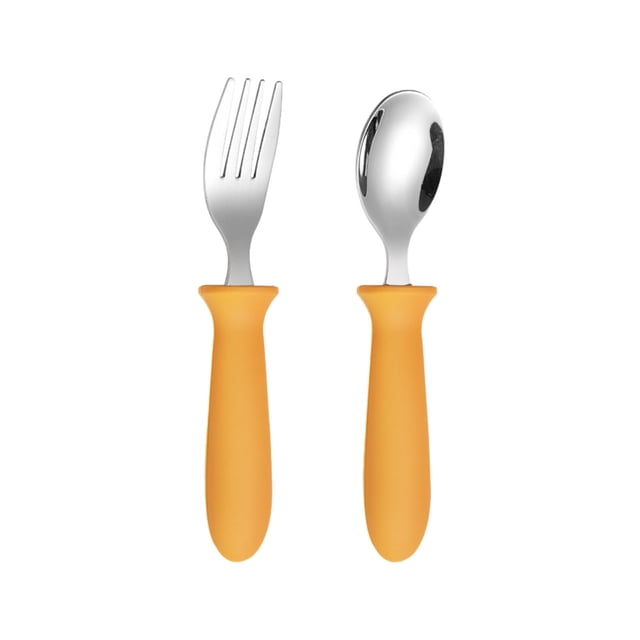 304 Stainless Steel Children's Fork Spoon-piece Set With Handle Baby Eating Spoon Training Chopstick Set