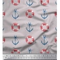 thumbnail image 1 of Soimoi Grey Poly Georgette Fabric Life Ring & Anchor Hook Nautical Print Sewing Fabric Yard 52 Inch Wide, 1 of 1