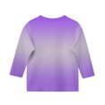 thumbnail image 4 of 2025 Filles T-Shirts Décontractés Manches 3/4 Col Rond Tops d'Été T-Shirts Unis Blouses d'Automne Pulls Tops Violet, 4 of 5