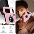 thumbnail image 3 of KOMI for Google Pixel 9 Pro XL Case, Slim Fit Case for Pixel 9 Pro XL with Metal Ring Holder Kickstand, Dual Layer Shockproof Protective Phone Case for Google 9 Pro XL 6.8", Pink, 3 of 5