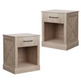 thumbnail image 1 of Gymax Table de Chevet 2 Pcs avec Tiroir et Tablette Table de Chevet Rustique en Bois Chambre Naturel, 1 of 10