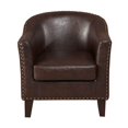 thumbnail image 1 of Accentrics Home Classic Faux Leather Barrel Accent Chair Armchair, Dark Brown, 1 of 5