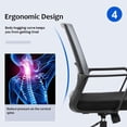 thumbnail image 4 of BestOffice Home Office Chair Ergonomic Swivel Rolling Executive Lumbar Support Task Adjustable Stool, Grey, 4 of 7