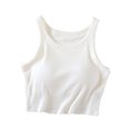 thumbnail image 1 of Timegard Tank Tops for Women Ribbed Summer Round Neck Sleeveless Comfy Cropped Camis Built in Bras, 1 of 6
