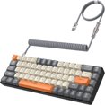 thumbnail image 1 of HAOAN T8 Clavier de Jeu 60 % 68 Touches Compact Mini Clavier Mécanique Filaire avec 18 Commutateurs Bleus Rétroéclairés RVB Chroma Câble de Clavier Bobiné USB-C pour PC Portable Mac XBOX - Bleu Blanc, 1 of 8