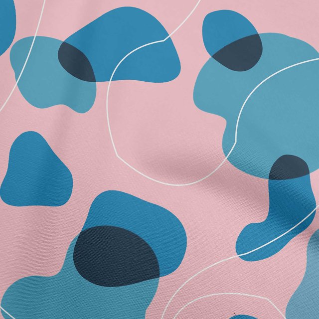 oneOone Rayon Medium Blue Fabric Abstract Organic Shape Sewing Craft Projects Fabric Prints By Yard 56 Inch Wide
