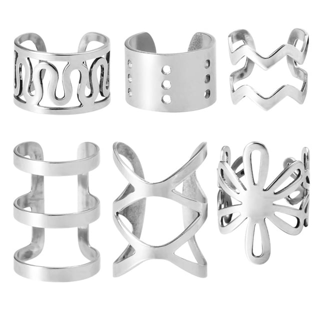 Manchon d'Oreille Sans Perçage 6 Pcs en Acier Inoxydable à Clip Boucle d'Oreille Clip de Cartilage d'Oreille