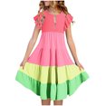 thumbnail image 1 of Plebaso Robes d'Été Décontractées pour Bébés Filles à Manches Volantées, Col Rond, Couleur Unie, Robe à Volants, Vêtements de Mode pour Filles, 1 of 5