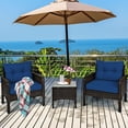 thumbnail image 3 of Costway 3PCS Outdoor Rattan Conversation Set Patio Garden Cushioned Sofa Chair Navy, 3 of 9
