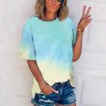 thumbnail image 2 of CEHVOM T-shirt Imprimé Mode Femme Manches Courtes Blouse Col Rond Hauts Décontractés Liquidation, 2 of 5