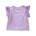 thumbnail image 1 of Sunnyoo Girls Ruffle Sleeve Cotton T-Shirt Solid Color Casual Crew Neck T Shirt, 1 of 2