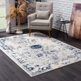 thumbnail image 1 of homeroots home decor 390140 2’ x 3’ Navy Blue Distressed Floral Scatter Rug, 1 of 1