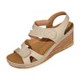 thumbnail image 2 of Gspmoly Sandales pour Femmes, Sandales Compensées Décontractées à Bout Ouvert pour Femmes avec Bride de Cheville Ajustable, Semelle Intérieure Rembourrée Confortable et Couleurs Unies Polyvalentes pour la Mode de Printemps et d'Été Sandales pour Femmes, 2 of 4