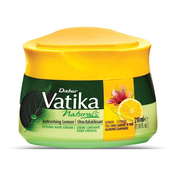 Dabur Vatika Naturals Hair Cream Natural Moisturizing Hair Cream for Men and Women with All Hair Types - Short Long Dry or Color-Treated Hair Scalp Hydrating Moisturizer (210ml Refreshing Lemon)