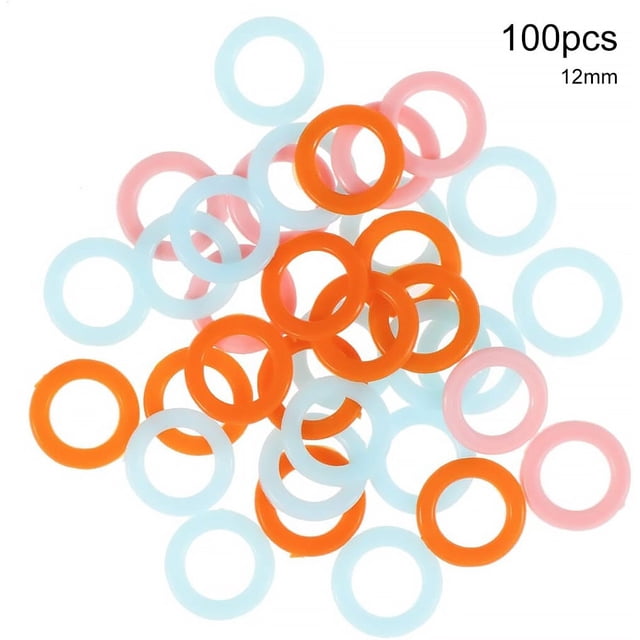 serony 100pcs Stitch Maker Ring Knitting Crochet Plastic Locking Ring Knitting Assistant Tool, Medium