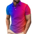 thumbnail image 3 of QATAINLAV 50 Percent off Sales Today, Men's Casual Polos Shirt Fashion Gradient Color Print Short Sleeve Golf Shirts Summer Button Laple Work Tees Tops Multicolor M, 3 of 6