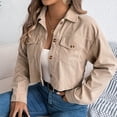 thumbnail image 2 of Lovzfmll Vestes d'Automne pour Femmes, Veste à Col Cranté de Couleur Unie, Bomber à Coupe Ample à Col Rond, Vêtements d'Automne, 2 of 8