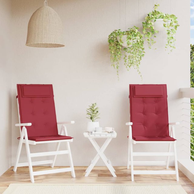 vidaXL Highback Chair Cushions 2 pcs Wine Red Oxford Fabric