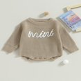 thumbnail image 2 of Nouveau-né Bébé Garçons Filles Pull Rompers Lettre Col Rond Manches Longues Tricot Combinaisons Automne Vêtements Bodysuits, 2 of 7