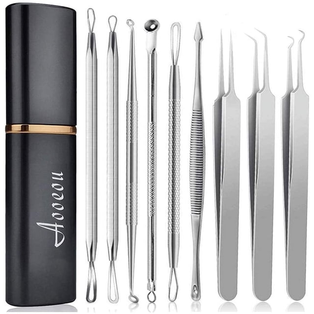 Blackhead Extractor kit, Remover Acne Tool Professional Stainless Steel Comedone Extractor Instrument Tool Set for Curing Facial