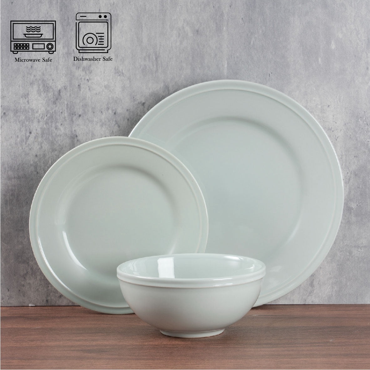 Mainstays Darby Green 12Piece Stoneware Dinnerware Set