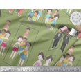 thumbnail image 2 of Soimoi Green polyester Crepe Fabric Mirror Theme Human Figure Print Fabric by Yard 42 Inch Wide, 2 of 5