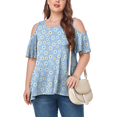thumbnail image 2 of CHUANK Women‘s Plus Size Cold Shoulder Tunic Top Summer Short Sleeve Blouse, 2 of 7