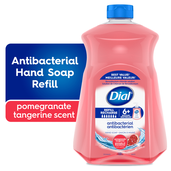 Dial Antibacterial Liquid Hand Soap, Pomegranate Tangerine Scent, 1.53 Litres, Dermatologist Tested, pH Balanced, Free from Silicones, Parabens, Phthalates, SLES/SLS