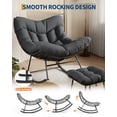 thumbnail image 3 of Oversized Papasan Rocking Chair with Footrest, 350Lbs Capacity Indoor/Outdoor Rocker, Metal Frame & Waterproof Cushion, Adjustable Patio Lounge Chair Rattan Egg Rocker, 3 of 7