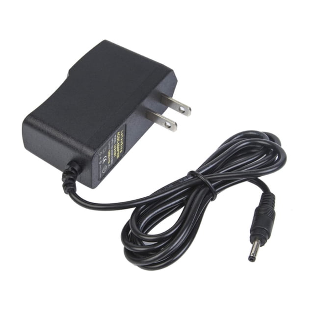 axGear AC DC Power Adapter 5V 2A 4.0 x 1.7 Power Supply Adapter Charger front-facing view of a black rectangular AC/DC wall adapter with attached cable and 4.0x1.7mm barrel connector, matte plastic housing and printed label showing input 100-240V 50/60Hz and output 5V 2A; compatible with IP security cameras, HDMI switchers and USB hubs, and suitable for bench testing small network devices.