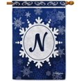 thumbnail image 1 of Welcome Winter Snowflake Monogram N Decorative House Flag Initial Letter Snow Deocr Banner for Inside and Outside 28x40 Inch Double Sided, 1 of 6