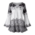 thumbnail image 1 of Leutsin Womens Plus Size Printed Flare Sleeve Plus Size Plus Size Tops Blouses Keyhole T-Shirts, 1 of 1