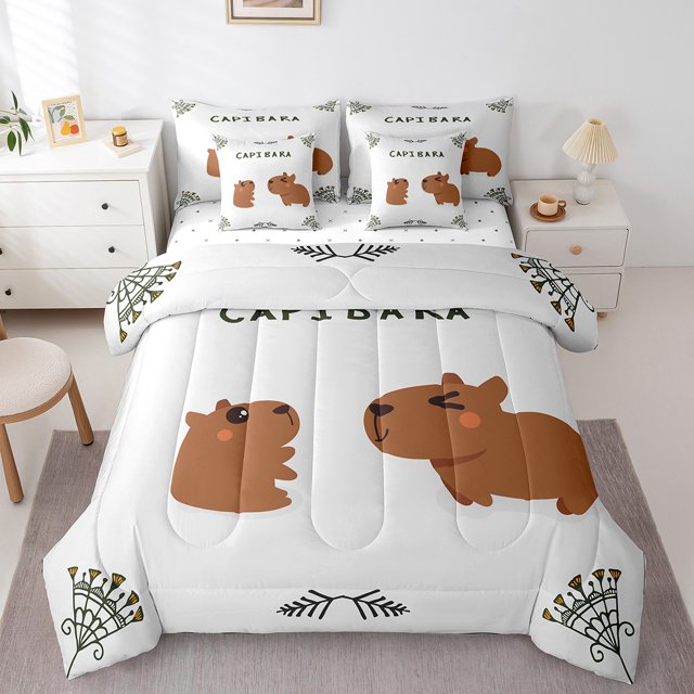 YST Mignon Ensemble de Douillette Capybara Lit Tout-en-un, Format Double, 7 Pcs
