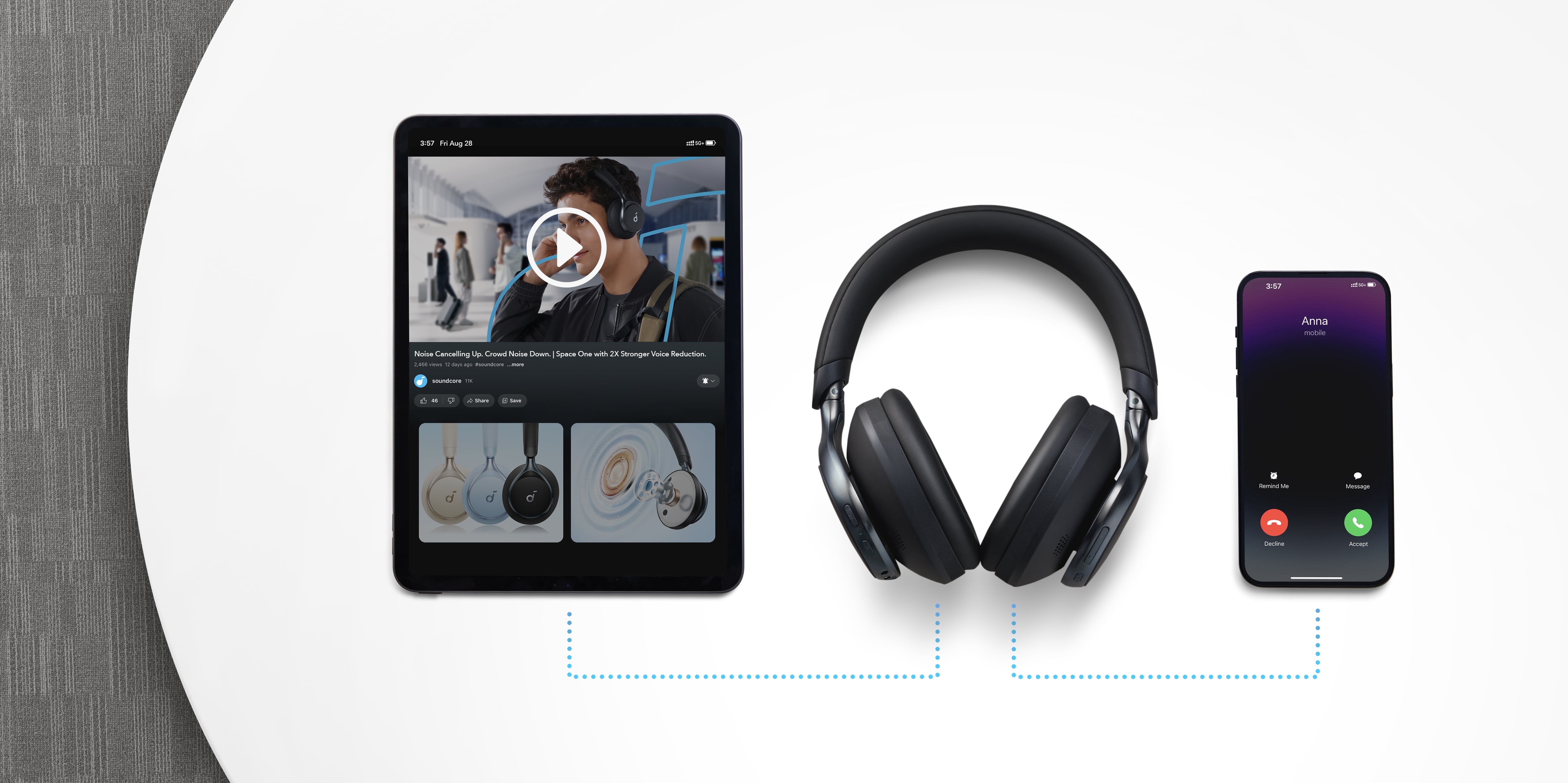 Casque Space One Soundcore by Anker à réduction active du bruit adaptatif