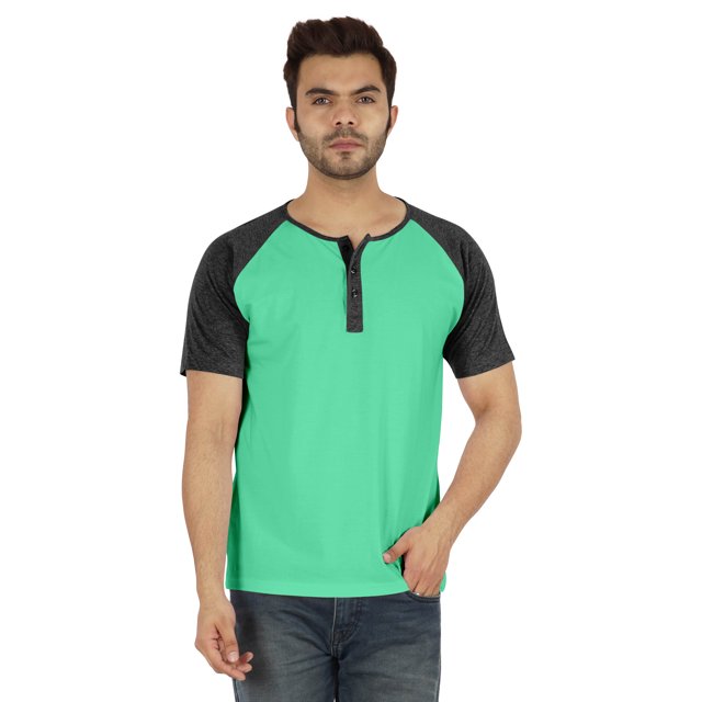 Inkmeso Short Raglan Sleeve Cotton Lightweight Solid T-Shirts Classic Henley T-Shirt For Mens