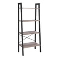 thumbnail image 1 of VASAGLE Ladder Shelf, 4-Tier Bookshelf, Storage Rack, Bookcase with Steel Frame, for Living Room, Home Office, Kitchen, Bedroom, Industrial Style, Greige and Black ULLS44MB, 1 of 2