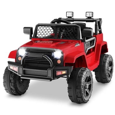 Costway Camion Voiture Électrique 12 V pour Enfants avec Télécommande, Musique et Lumière, Rouge