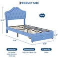 thumbnail image 3 of EDTara Twin Size Princess Bed Frame with Storage Drawers & LED Lights, Velvet Upholstered Platform Bed with Crystal Buttons, No Box Spring Needed, Noise-Free Kids Bed, 3 of 9